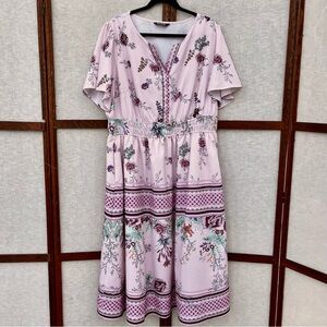 Bloomchic Floral Pink Midi Dress